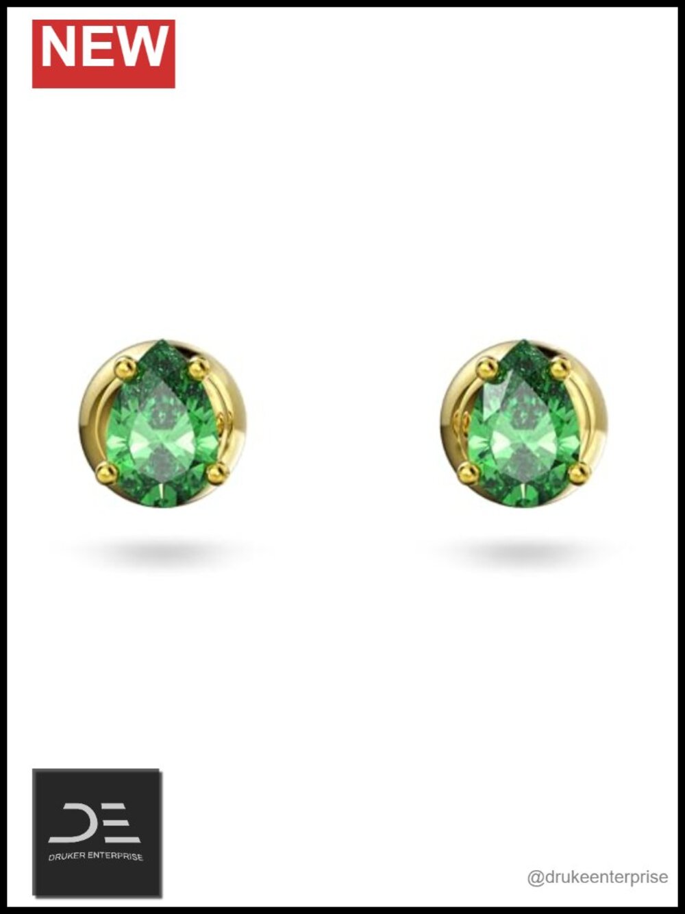 Swarovski Crystal Gold Tone Stud Earrings Pear Cut Latch Back